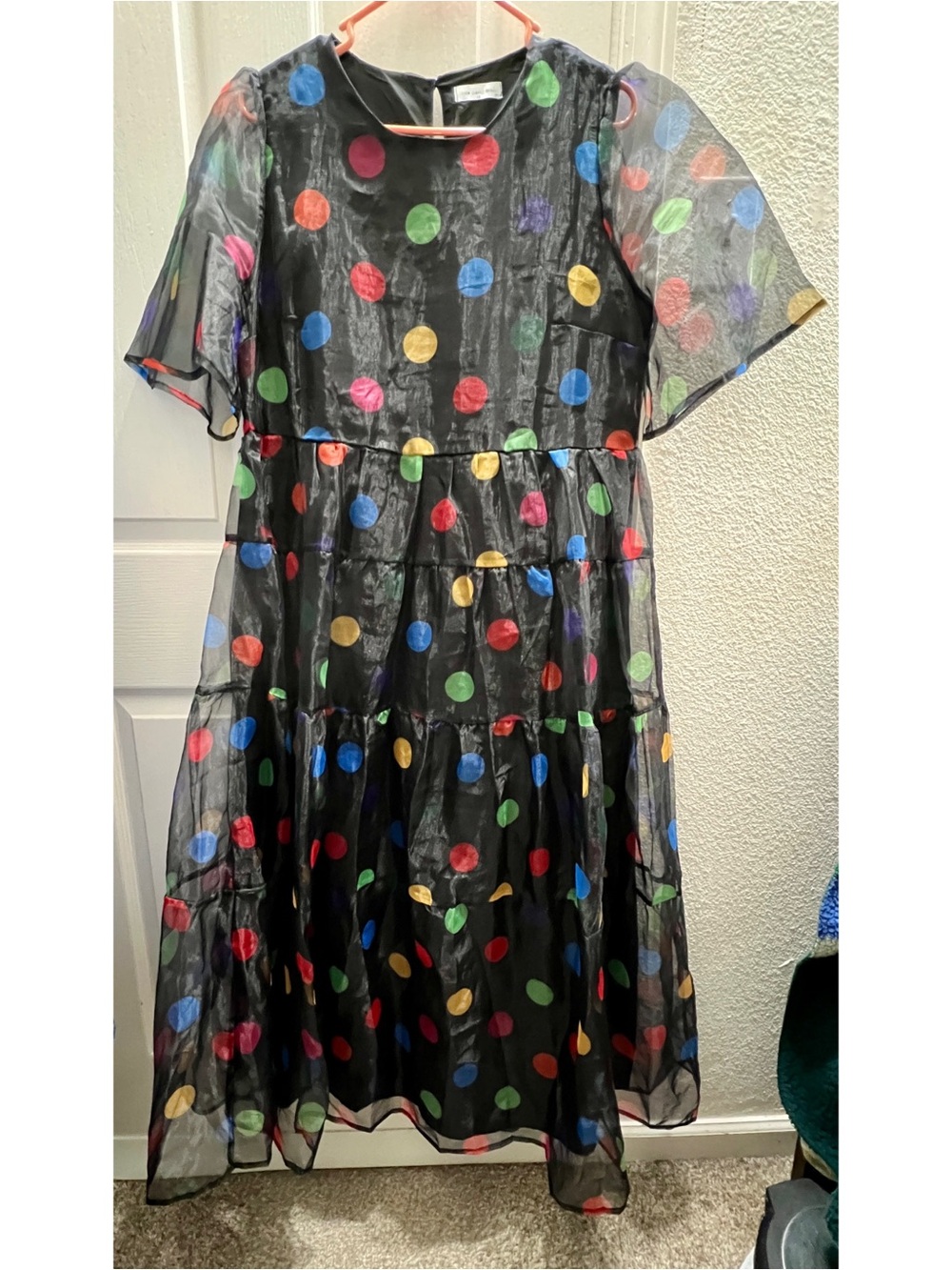 Little Party Dress large black sheer polka dot tiered maxi dress AUS 12 US 8 - Picture 4 of 13